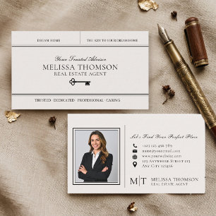 Tarjeta De Visita Agente de bienes raíces de lujo elegante foto mono