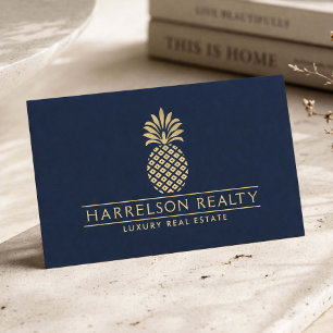 Tarjeta De Visita Agente de Bienes Raíces de Lujo Logotipo de Piña D