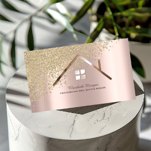 Tarjeta De Visita Agente de bienes raíces de oro diamantes rosa oro