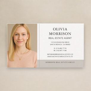 Tarjeta De Visita Agente de Bienes Raíces Foto Beige Neutral