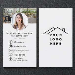 Tarjeta De Visita Agente de bienes raíces Foto Logo Redes sociales