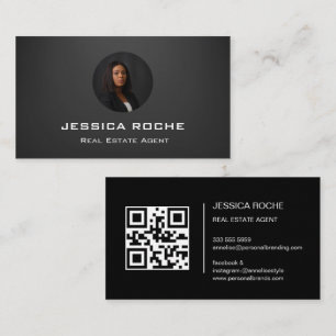 Tarjeta De Visita Agente de Bienes Raíces Foto QR de Agente Inmobili