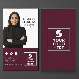 Tarjeta De Visita Agente de bienes raíces logotipo de foto de Borgoñ
