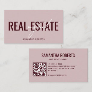 Tarjeta De Visita Agente de bienes raíces moderno Código QR rojo ros