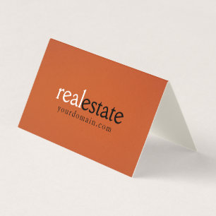 Tarjeta De Visita Agente de Bienes Raíces Naranja Minimalista Modern