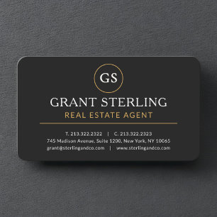 Tarjeta De Visita Agente de Bienes Raíces Profesional Black Gold