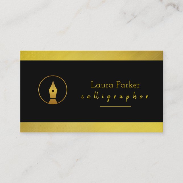 Tarjeta De Visita Agente de escritura independiente de oro de Callig (Anverso)