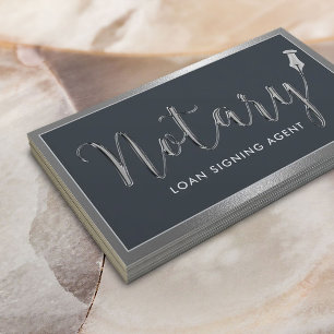 Tarjeta De Visita Agente de firma de notario móvil con marco Metaliz