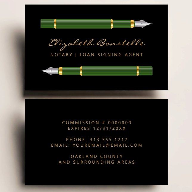 Tarjeta De Visita Agente de firma de notario móvil Fountain Pens (Subido por el creador)