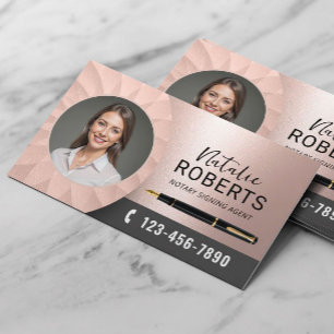 Tarjeta De Visita Agente de firma de notario móvil Rosa foto de oro