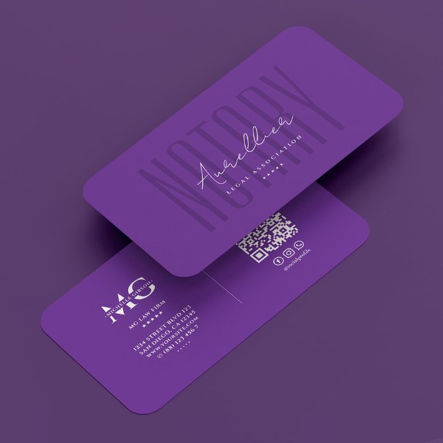 Tarjeta De Visita Agente de firma de notario móvil Royal Purple Mode (Mobile Notary Signing Agent Royal Purple Modern Business Card
)