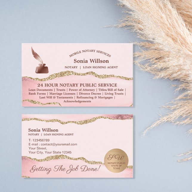 Tarjeta De Visita Agente de firma de notario y préstamo móvil Agate  (Subido por el creador)