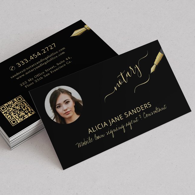 Tarjeta De Visita Agente de firma de notarios fotográficos moderno (Subido por el creador)