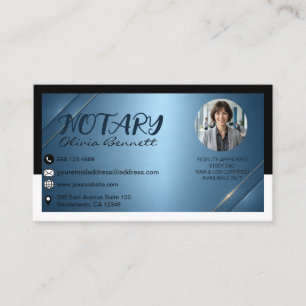 Tarjeta De Visita Agente de Firma de Préstamo Azul Metálico Elegante