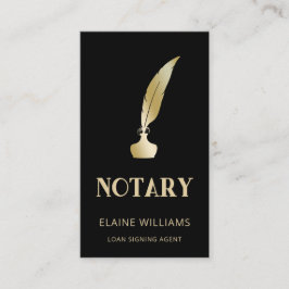Tarjeta De Visita Agente de firma de préstamo notarial de oro negro 