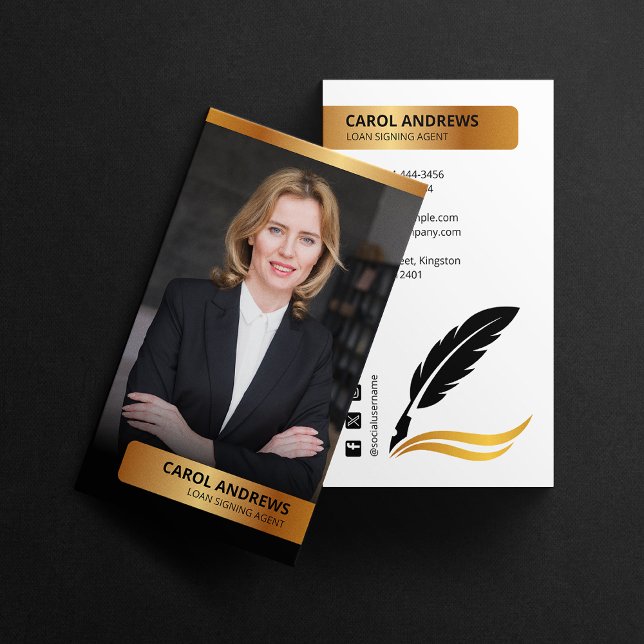 Tarjeta De Visita Agente de firma de préstamos de oro blanco moderno (Subido por el creador)