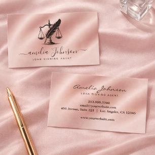 Tarjeta De Visita Agente de Firma de Préstamos Notariales Chic Rose 