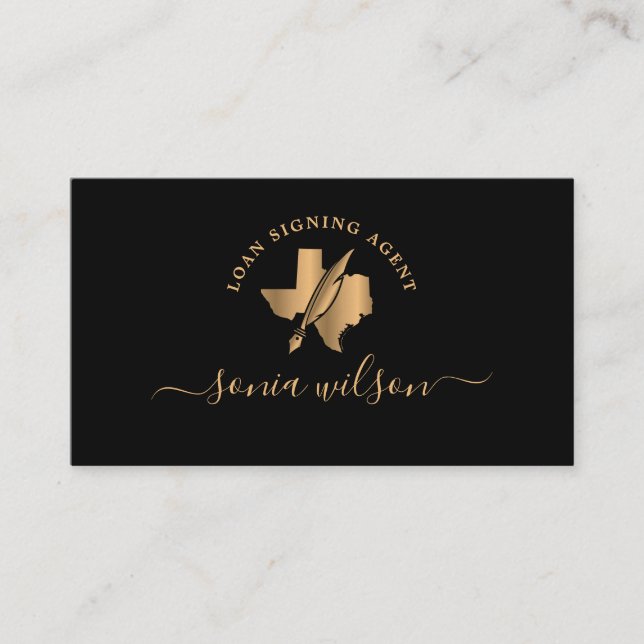 Tarjeta De Visita Agente de firma de préstamos notariales de Texas (Anverso)