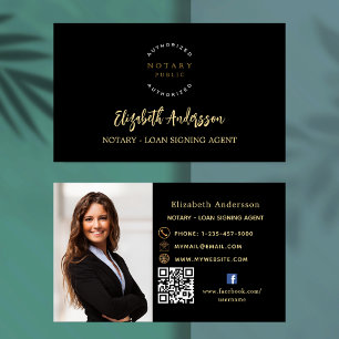 Tarjeta De Visita Agente de firma de préstamos notariales foto negra