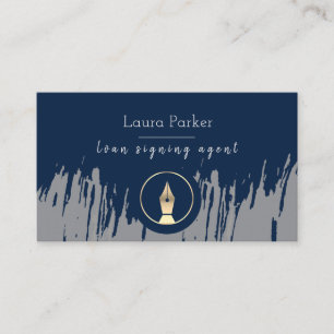 Tarjeta De Visita Agente de firma de préstamos notariales Nib Gray G
