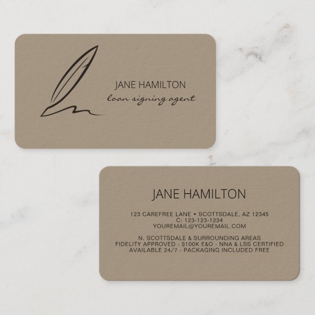 Tarjeta De Visita Agente de firma de préstamos notariales profesiona (Anverso / Reverso)