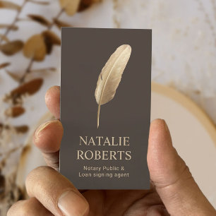 Tarjeta De Visita Agente de firma de préstamos notariales Quill Pen 