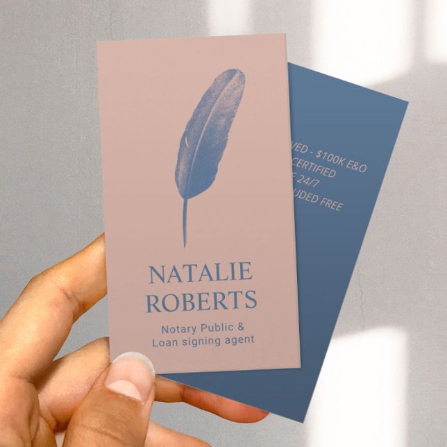 Tarjeta De Visita Agente de firma de préstamos notariales Quill Pen  (Subido por el creador)