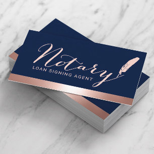 Tarjeta De Visita Agente de firma de préstamos notariales Rosa Gold 
