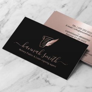 Tarjeta De Visita Agente de firma de préstamos notariales Rosa Gold