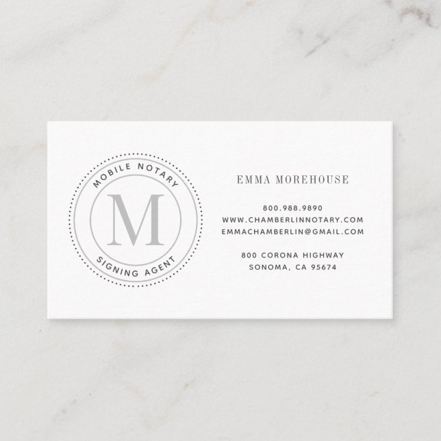 Tarjeta De Visita Agente de firma del Notario Móvil Simple (Anverso)