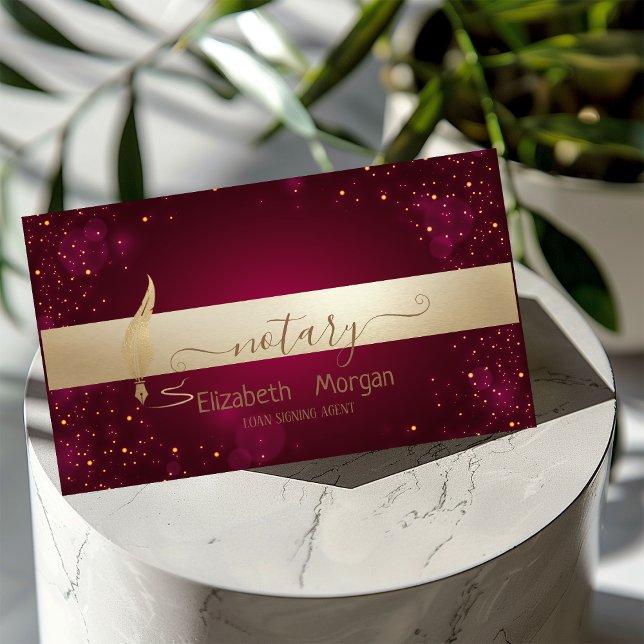 Tarjeta De Visita Agente de firma del Notario Rojo Oscuro de Feather (Subido por el creador)