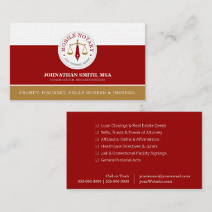 Tarjeta De Visita Agente de Firma Legal Personalizada Móvil Lino Roj