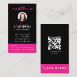 Tarjeta De Visita Agente de Firma Notarial Código QR Foto Black Pink