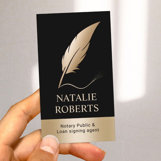 Tarjeta De Visita Agente de firma notarial móvil Modern Gold Quill P (Subido por el creador)