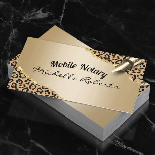 Tarjeta De Visita Agente de Firma Notarial Móvil Moderno Leopardo Do