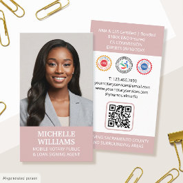 Tarjeta De Visita Agente de Firma Notario Público Código QR Foto Ros