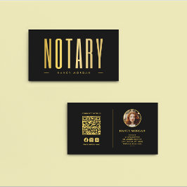 Tarjeta De Visita Agente de Firma Notario Público Foto Black Gold