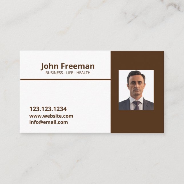 Tarjeta De Visita Agente de seguros marrones y blancos modernos (Anverso)