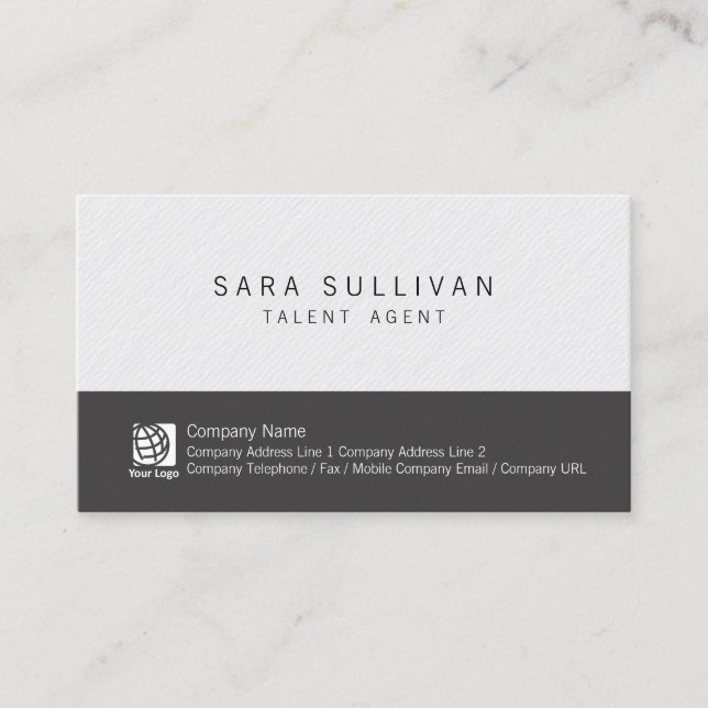 Tarjeta De Visita Agente de talento Entretenimiento Blanco negro sim (Anverso)