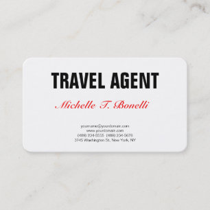 Tarjeta De Visita Agente de viaje simple profesional minimalista