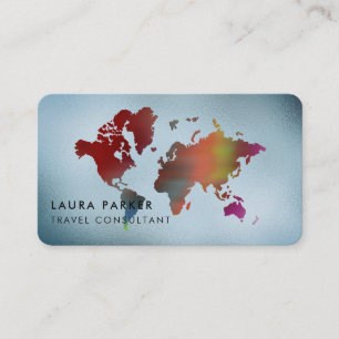 Tarjeta De Visita Agente de viajes Acuarela Mapa Mundial de Turismo