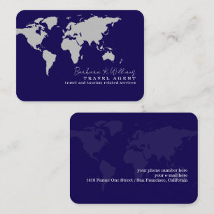 Tarjeta De Visita Agente de viajes azul elegante