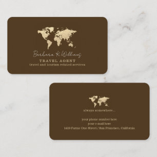 Tarjeta De Visita Agente de Viajes Café Moderno-Marrón Negro