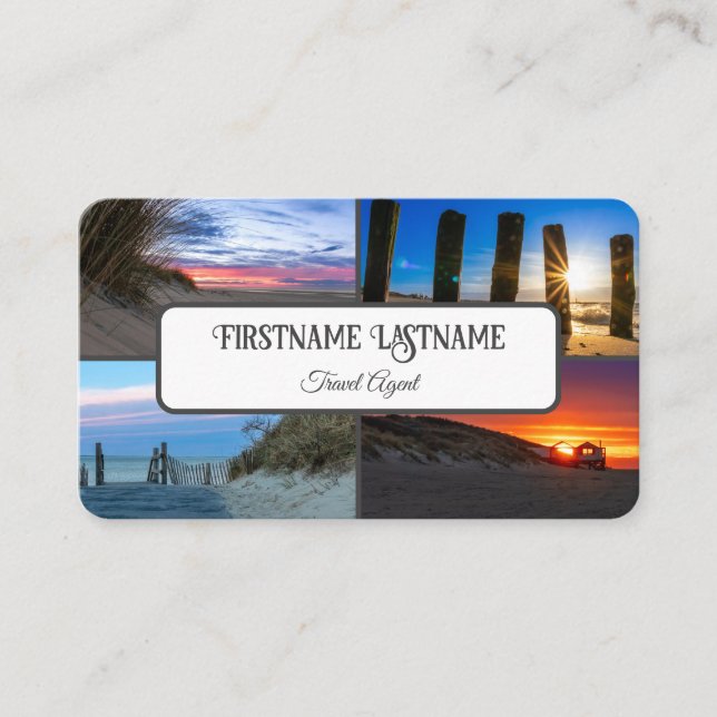 Tarjeta De Visita Agente de viajes cielo atardecer fotos de playa de (Anverso)