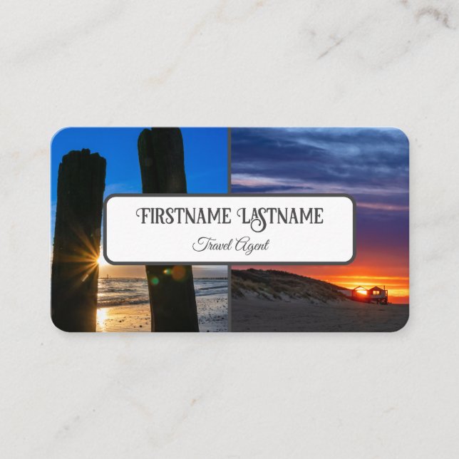 Tarjeta De Visita Agente de viajes cielo atardecer fotos de playa de (Anverso)