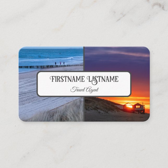 Tarjeta De Visita Agente de viajes cielo atardecer fotos de playa de (Anverso)