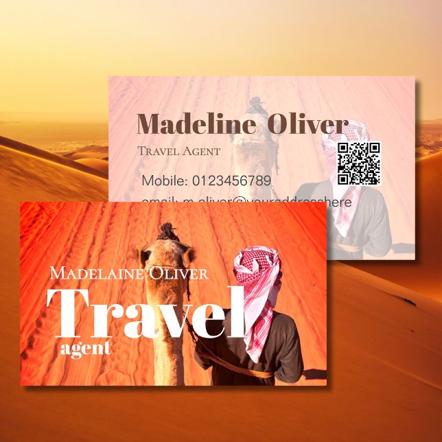 Tarjeta De Visita Agente de viajes Código QR Escena desierto Negocio (Subido por el creador)
