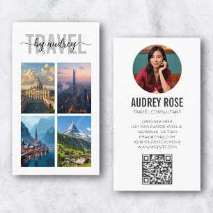 Tarjeta De Visita Agente de Viajes Consultor Foto Código Qr Blanco N