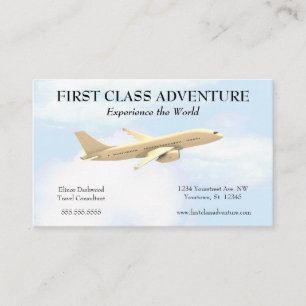 Tarjeta De Visita Agente de viajes de avión y cielo azul
