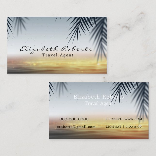 Tarjeta De Visita Agente de viajes de playa tropical escénica (Anverso / Reverso)